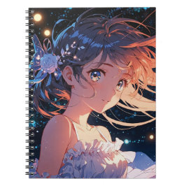 Beautiful anime girl illustration anteckningsbok