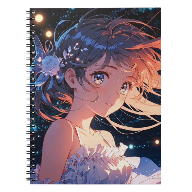 Beautiful anime girl illustration anteckningsbok (Framsidan)