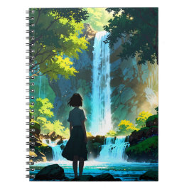 Beautiful Anime Waterfall Illustration Anteckningsbok