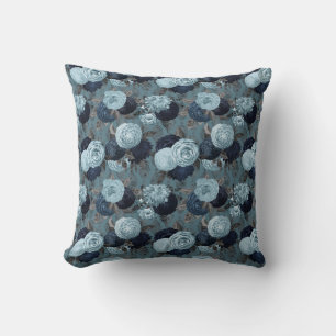 BEAUTIFUL AQUA BLUE BLOMMIGT BOUQUET CUSHION KUDDE