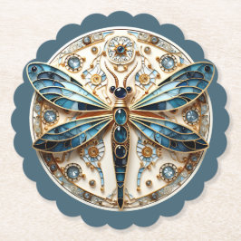 Beautiful Art Deco Stained Glass Dragonfly   Underlägg Papper