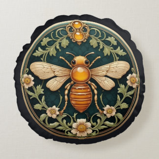 Beautiful Art Nouveau Bee Rund Kudde