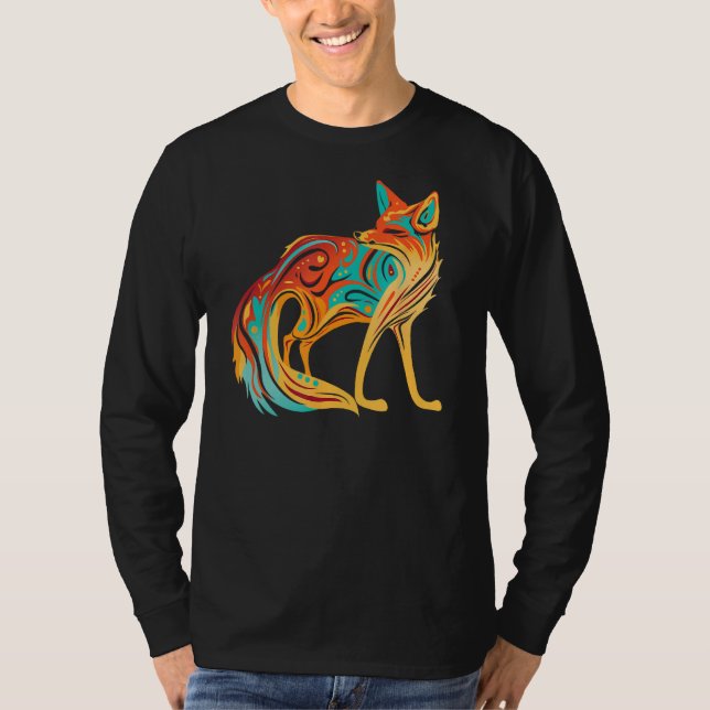 Beautiful Artistic Fox Animal T Shirt (Framsida)