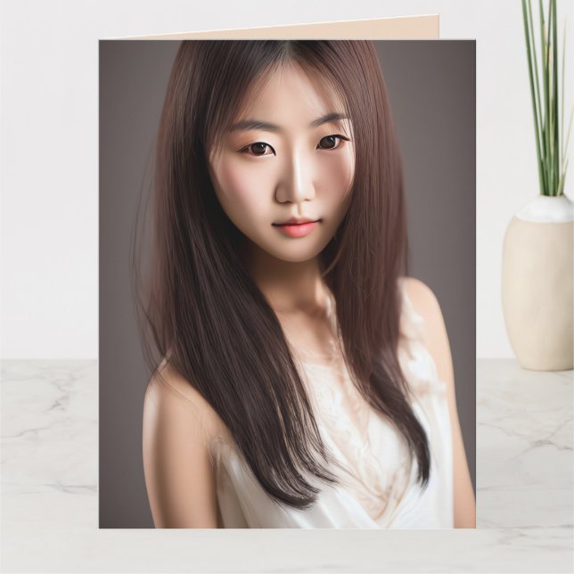 BEAUTIFUL ASIAN GIRL ART FÖDELSEDAGSKORT KORT (Framsida)