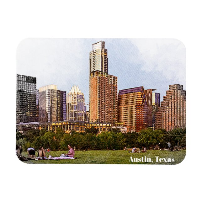 Beautiful Austin Texas Skyline Travel  Magnet (Horisontell)