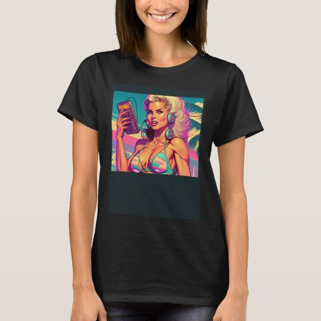 Beautiful Beach Girl In Retro Style T Shirt (Framsida)