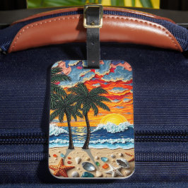 Beautiful Beach Scene with Palm Trees   Bagagebricka