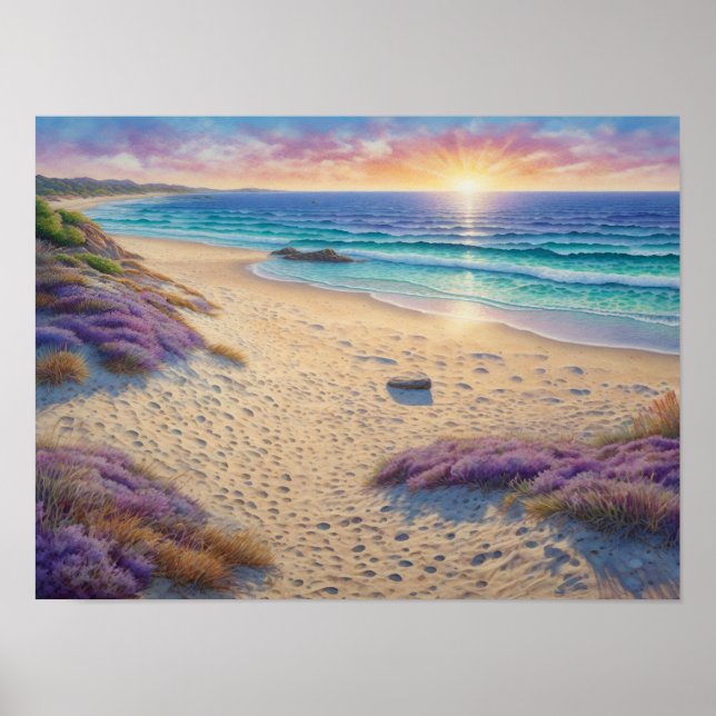 Beautiful Beach Waves and Shore Art Poster (Framsidan)