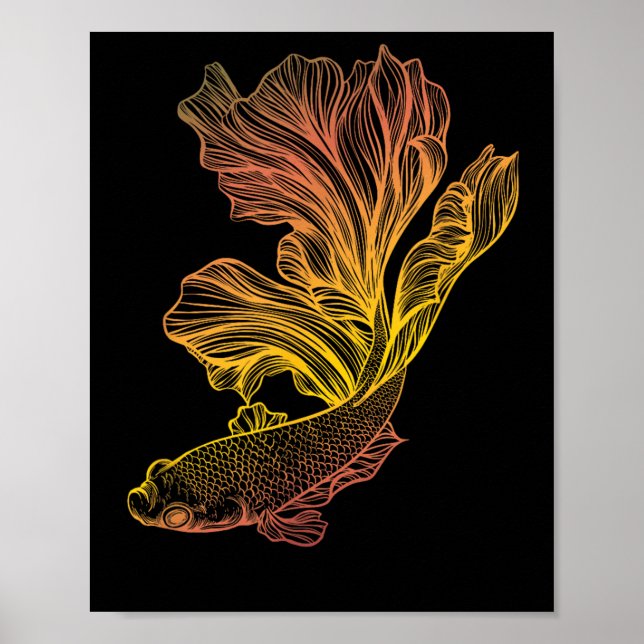 Beautiful Betta Fish Fighting Siamese Halfmoon Gif Poster (Framsidan)