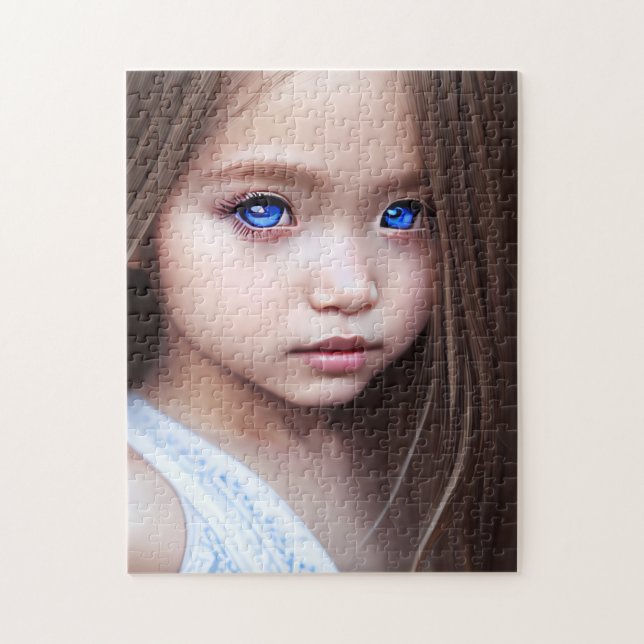 BEAUTIFUL BIG EYED LITTLE GIRL ART JIGSAW PUZZLE PUSSEL (Vertikal)