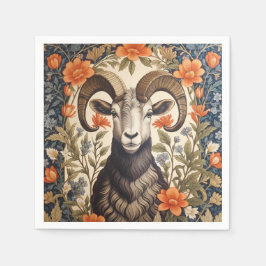 Beautiful Big Horn Sheep William Morris Inspired Pappersservett
