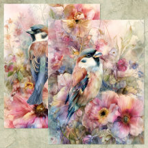 BEAUTIFUL BIRD IN GARDEN SCRAPBOOK PAPER
