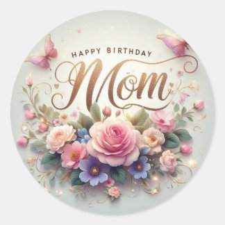 Beautiful birthday sticker for mom  runt klistermärke