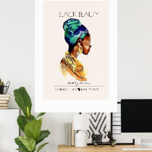 BEAUTIFUL BLACK AFRICAN QUEEN BIG GULD NECKLACE POSTER