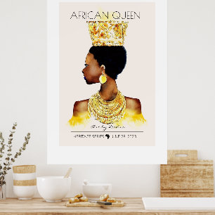 BEAUTIFUL BLACK AFRICAN QUEEN BIG GULD NECKLACE POSTER