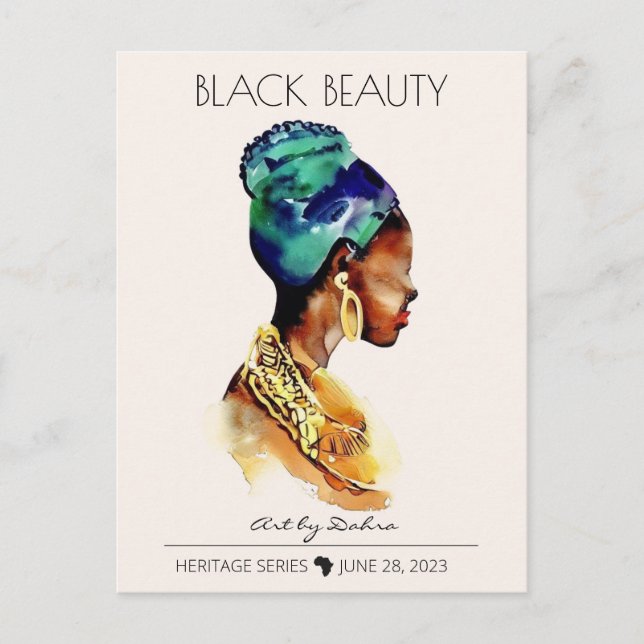 BEAUTIFUL BLACK AFRICAN QUEEN BIG GULD NECKLACE VYKORT (Framsida)