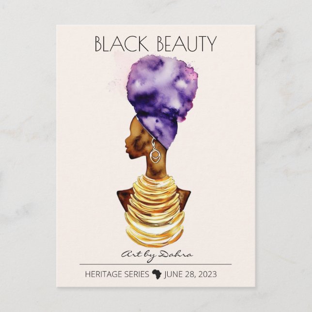 BEAUTIFUL BLACK AFRICAN QUEEN BIG GULD NECKLACE VYKORT (Framsida)