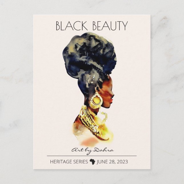 BEAUTIFUL BLACK AFRICAN QUEEN BIG GULD NECKLACE VYKORT (Framsida)