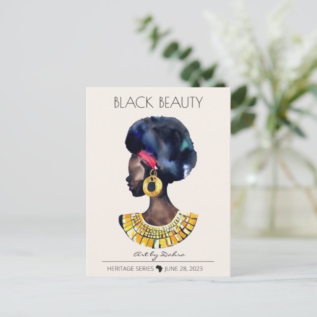 BEAUTIFUL BLACK AFRICAN QUEEN BIG GULD NECKLACE VYKORT (Stående Fram)