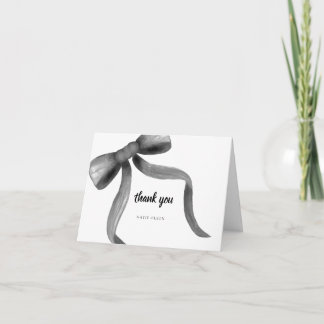 Beautiful Black Bow Folded Thank You Card Tack Kort