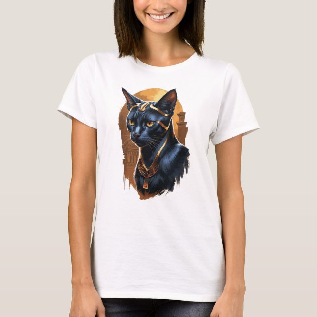Beautiful black Egyptian Cat T Shirt (Framsida)