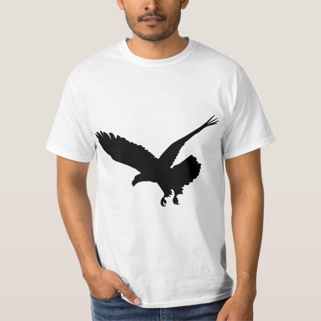 Beautiful Black Flying Eagle Bird Silhouette  T Shirt (Framsida)