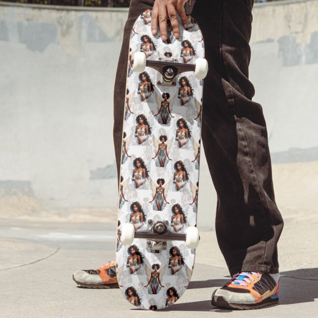 Beautiful Black Girl Angels Pattern Design  Mini Skateboard Bräda 18,5 Cm (Skapare uppladdad)