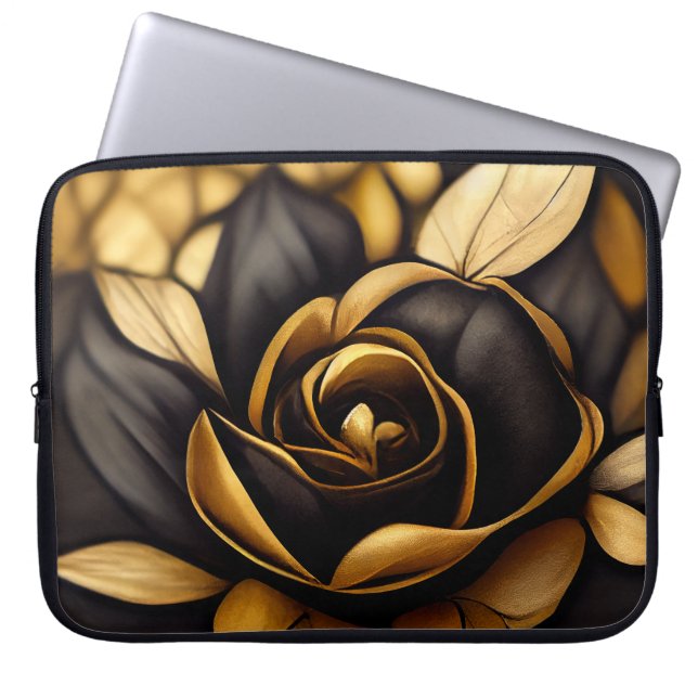 BEAUTIFUL BLACK & GULD RO LAPTOP FODRAL (Framsidan)