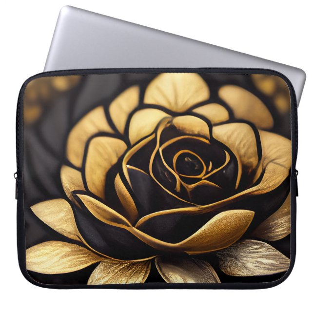 BEAUTIFUL BLACK & GULD RO LAPTOP FODRAL (Framsidan)