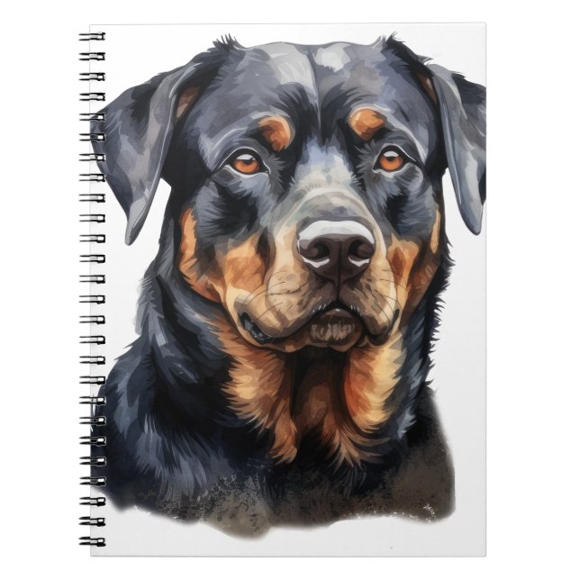 BEAUTIFUL BLACK OCH TAN ROTTWEILER HUND ANTECKNINGSBOK (Framsidan)
