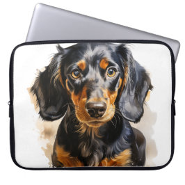 BEAUTIFUL BLACK & TAN DACHSHUND PUPPY HUND LAPTOP FODRAL