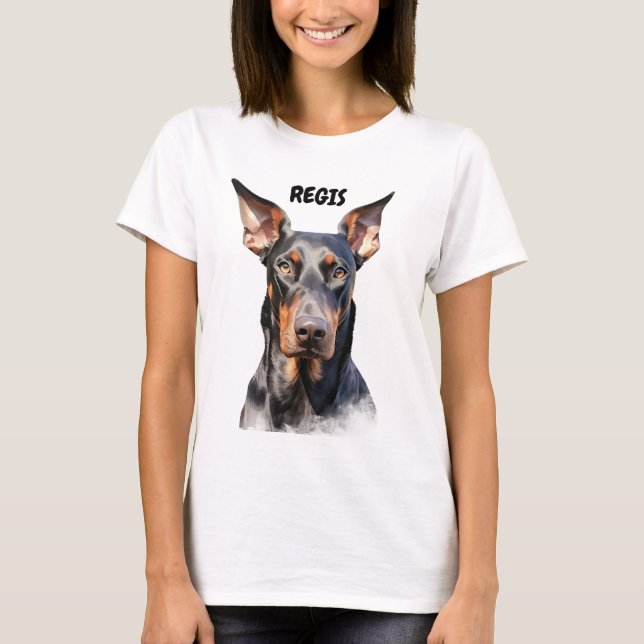 BEAUTIFUL BLACK & TAN DOBERMAN PINSCHER HUND T SHIRT (Framsida)