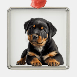 BEAUTIFUL BLACK & TAN ROTTWEILER PUPPY HUND JULGRANSPRYDNAD METALL