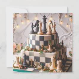 BEAUTIFUL BLACK & WHITE CHESS THEMED BIRTHDAY CAKE KORT
