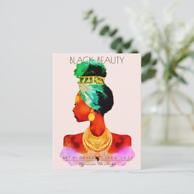 BEAUTIFUL BLACK WOMAN AFRICAN QUEEN GULD NECKLACE VYKORT (Stående Fram)