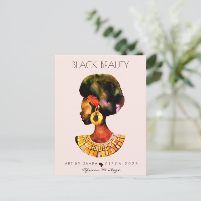 BEAUTIFUL BLACK WOMAN AFRICAN QUEEN GULD NECKLACE VYKORT (Stående Fram)