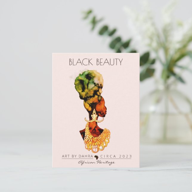 BEAUTIFUL BLACK WOMAN AFRICAN QUEEN GULD NECKLACE VYKORT (Stående Fram)