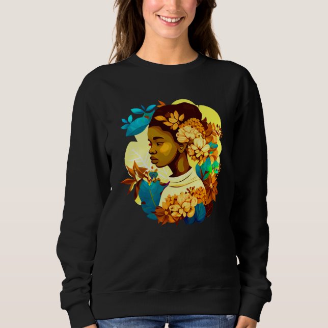 Beautiful Black Woman Afro Melanin Queen Cute Flow T Shirt (Framsida)
