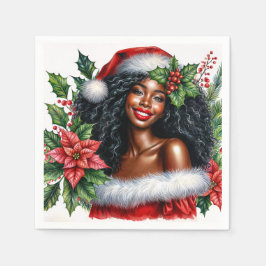 Beautiful Black Woman Christmas Pappersservett