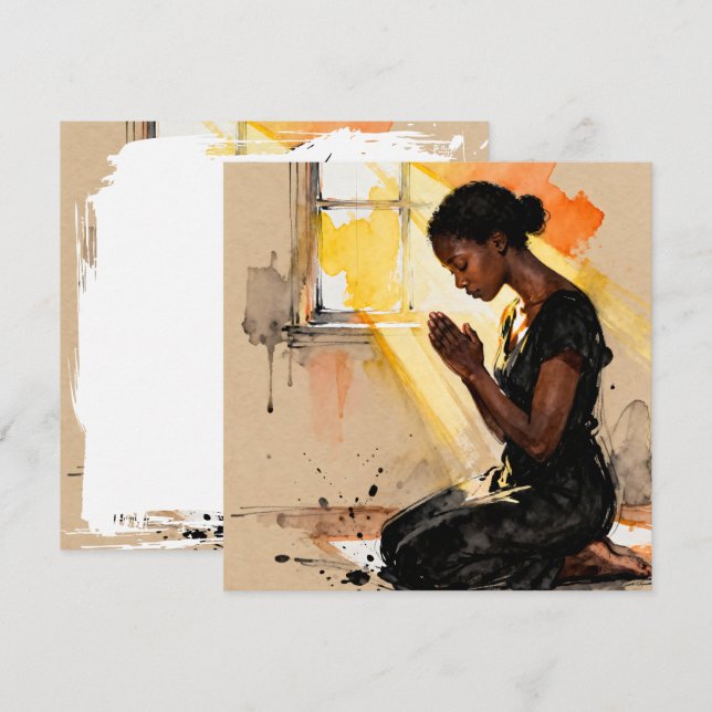 Beautiful Black Woman Praying Abstract Art Kort (Fram/baksida)