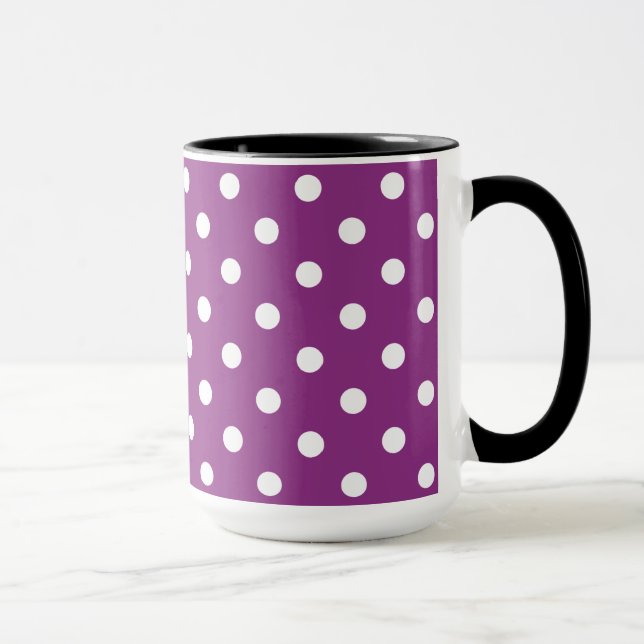 Beautiful Blackberry Color With White Polka Dots Mugg (Höger)