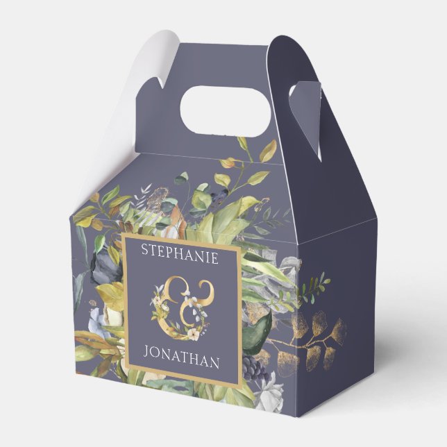 BEAUTIFUL Blommigt Blue & Grönt w Ampersand Bröllo Presentaskar (Framsidan Sidan)