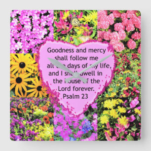 BEAUTIFUL BLOMMIGT PSALM 23 UTFORMNING FYRKANTIG KLOCKA