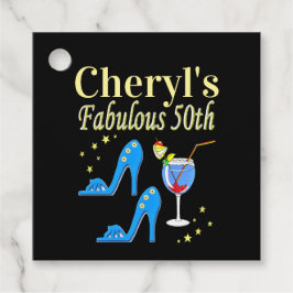 BEAUTIFUL BLUE 50:E BIRTHDAY DESIGN GÅVOR ETIKETTER