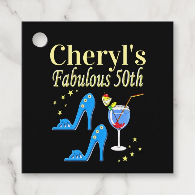 BEAUTIFUL BLUE 50:E BIRTHDAY DESIGN GÅVOR ETIKETTER (Framsida)