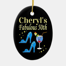 BEAUTIFUL BLUE 50:E BIRTHDAY DESIGN JULGRANSPRYDNAD KERAMIK