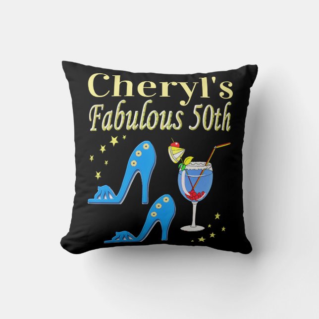 BEAUTIFUL BLUE 50:E BIRTHDAY DESIGN KUDDE (Framsida)