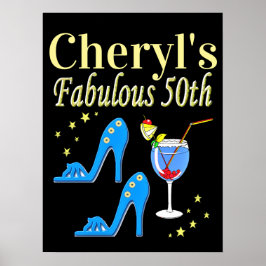 BEAUTIFUL BLUE 50:E BIRTHDAY DESIGN POSTER