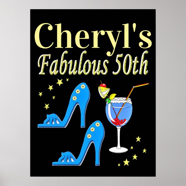 BEAUTIFUL BLUE 50:E BIRTHDAY DESIGN POSTER (Framsidan)