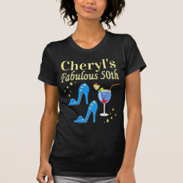 BEAUTIFUL BLUE 50:E BIRTHDAY DESIGN T SHIRT